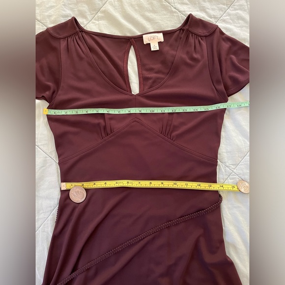 Vintage Ann Taylor Loft 50s Style Maroon Fit n Flare Dress Size 6 - Picture 7 of 8